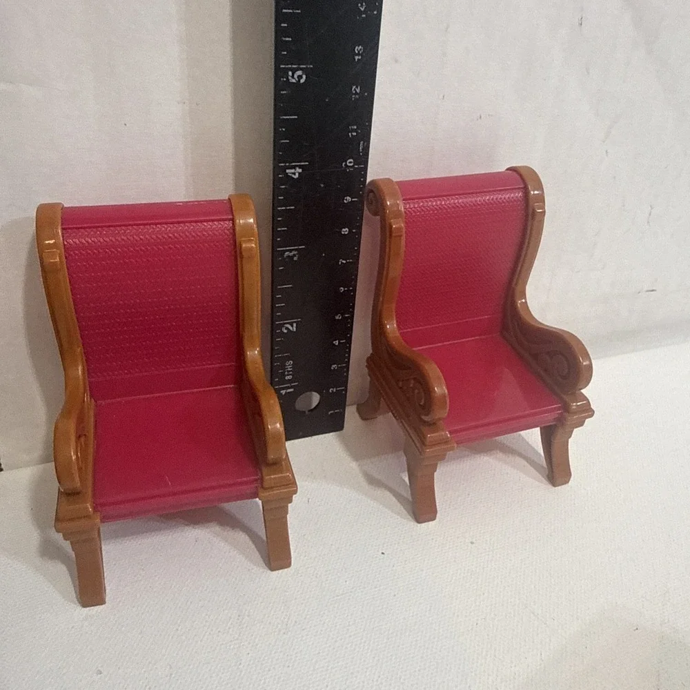 Fisher-Price‎ Loving Family dollhouse furniture Dining Room Table Red Chairs